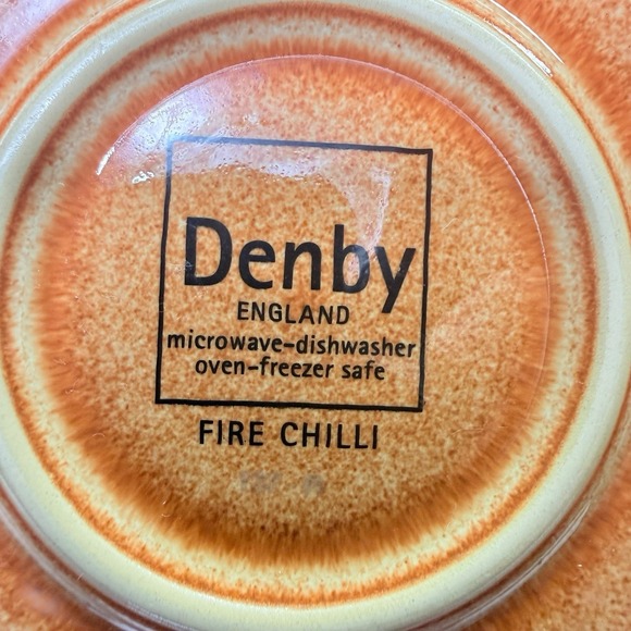 Denby Fire Chilli Swirl 10-3/8" Dinner Plates England Stoneware - Set Of 5 - Picture 4 of 4